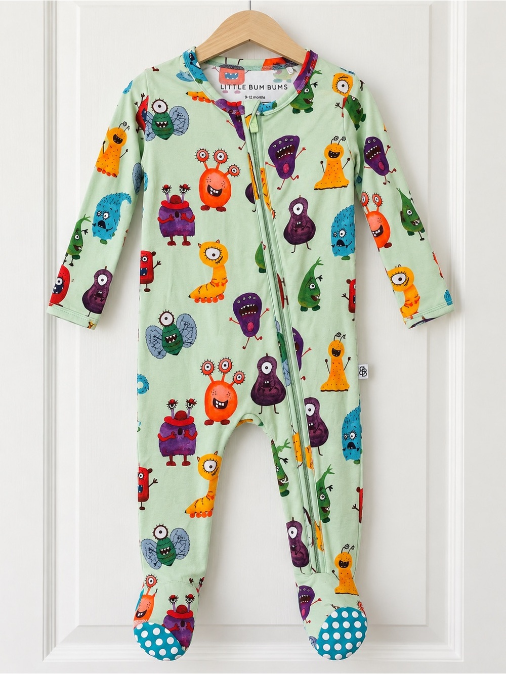 Little Bum Bums Mint Monster Footed One-Piece